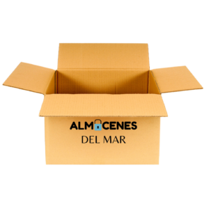 Caja mediana de cartón para almacenamiento.