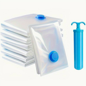 Bolsa al vacío para almacenamiento compacto y protección de objetos.